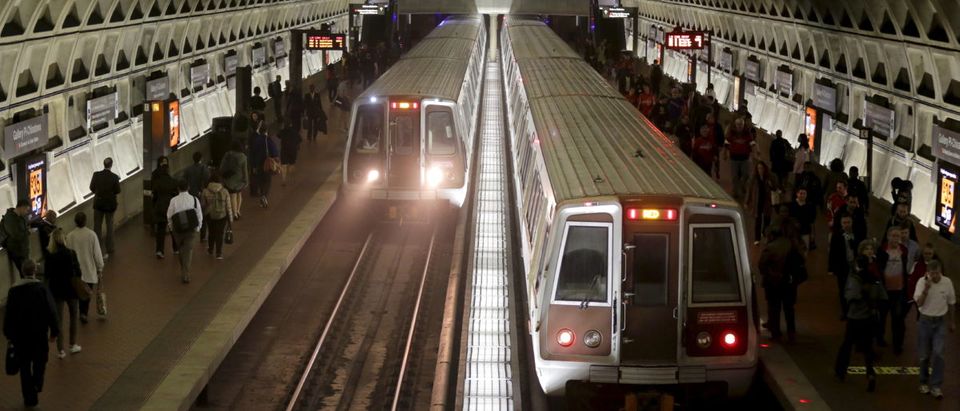 Metro trains arrive in the Gallery Place-Chinatown station ahead of a 29-hour shutdown for an emergency safety investigation of power cabling of the entire Washington Metro system in Washington