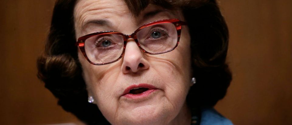 Senate Judiciary Committee ranking member Feinstein speaks during FBI Director James Comey's appearance before Senate Judiciary Committee hearing on Capitol Hill in Washington