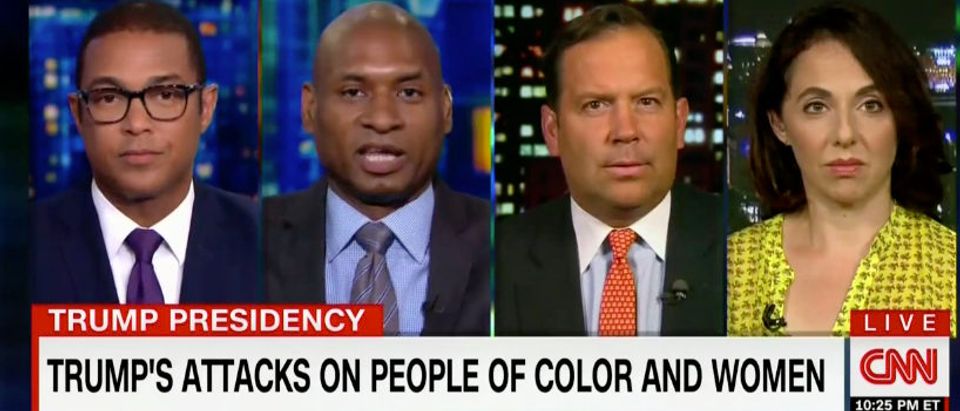 Don Lemon tells Steve Cortes and Charles Blow that it is a fact that President Donald Trump is a racist Monday, Aug. 6, 2018. (Photo: Screenshot/CNN)
