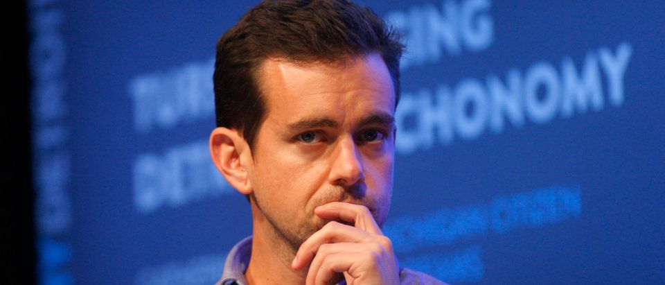 Dorsey, chairman of Twitter and CEO of Square, listens to a fellow panelist during a Techonomy Detroit panel discussion held at Wayne State University in Detroit