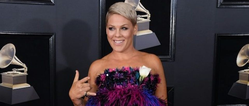Pink arrives for the 60th Grammy Awards on January 28, 2018, in New York. (Photo credit: ANGELA WEISS/AFP/Getty Images)