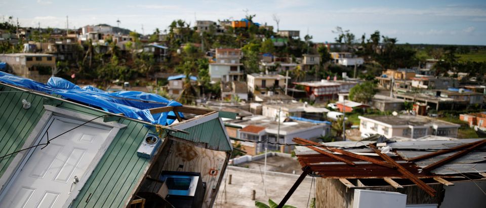Houses damaged or destroyed by Hurricane Maria stand at the squatter community of Villa Hugo in Canovanas, Puerto Rico, December 11, 2017. Villa Hugo is a settlement initially formed by people whose houses were damaged or destroyed by Hurricane Hugo in 1989. REUTERS/Carlos Garcia Rawlins SEARCH "RAWLINS HUGO" FOR THIS STORY. SEARCH "WIDER IMAGE" FOR ALL STORIES. - RC1626CD2200