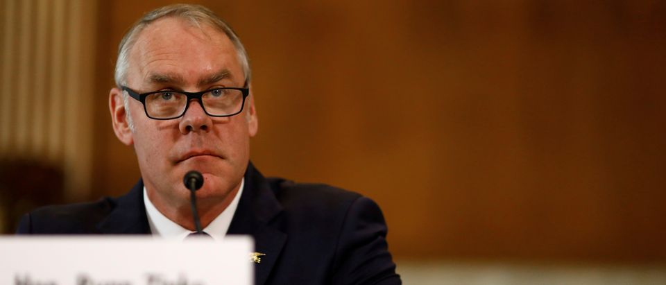 U.S. Secretary of the Interior Ryan Zinke testifies in front of the Senate Committee on Energy and Natural Resources on Capitol Hill in Washington