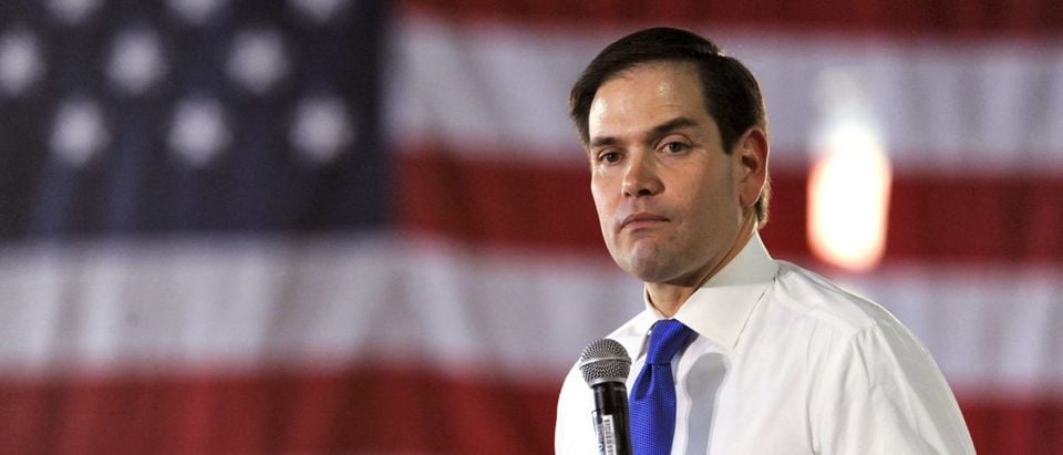Republican U.S. presidential candidate Rubio addresses supporters during a campaign rally in Sarasota