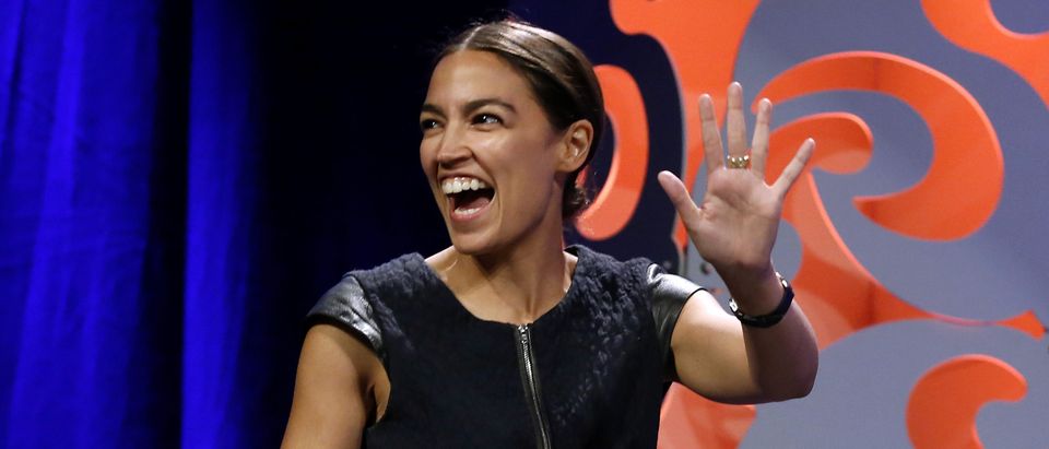 Alexandria Ocasio-Cortez speaks at the Netroots Nation annual conference for political progressives in New Orleans