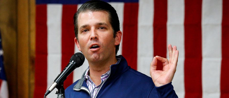 U.S. President Donald Trump's son, Donald Trump Jr., speaks during campaign event for Republican congressional candidate Rick Saccone at the Blaine Hill Volunteer Fire dept. in Elizabeth Township, Pennsylvania