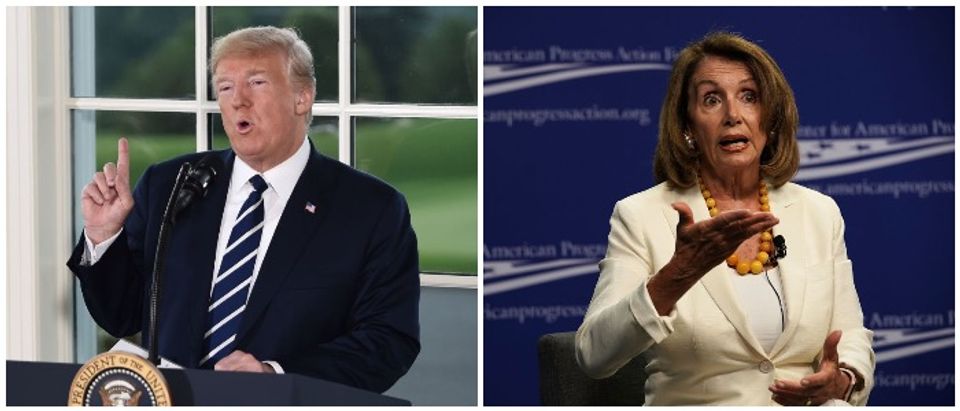 Trump told Dems to keep supporting Pelosi (RIGHT: BRENDAN SMIALOWSKI/AFP/Getty Images RIGHT: Photo by Alex Wong/Getty Images)