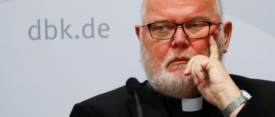 Cardinal Reinhard Marx, chairman of German Bishops's Conference attends a press conference in Fulda