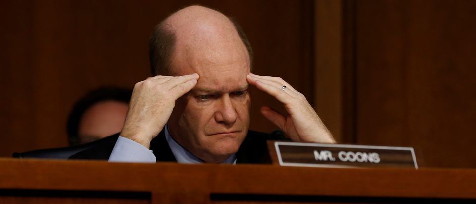 U.S. Senator Chris Coons (D-DE) waits his turn to question Supreme Court nominee judge Neil Gorsuch during the third day of his Senate Judiciary Committee confirmation hearing on Capitol Hill in Washington, March 22, 2017. REUTERS/Jonathan Ernst