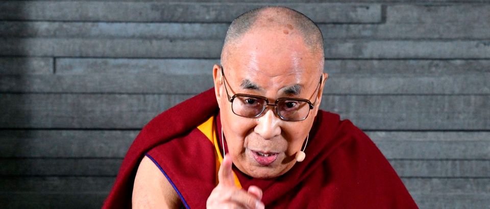 Tibetan spiritual leader the Dalai Lama is pictured at a press meeting in Malmo, Sweden on September 12, 2018. - The Dalai Lama visits Sweden to hold a lecture on the invitation by the NGO "Individuell Manniskohjalp", IM. ( JOHAN NILSSON/AFP/Getty Images)