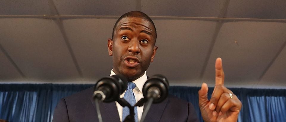 Andrew Gillum the Democratic candidate for Florida Governor speaks during a campaign rally at the International Union of Painters and Allied Trades on August 31, 2018 in Orlando, Florida. Photo by Joe Raedle/Getty Images