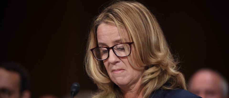 Christine Blasey Ford, testifies before the US Senate Judiciary Committee in the Dirksen Senate Office Building on Capitol Hill September 27, 2018 in Washington, DC. Photo by Saul Loeb-Pool/Getty Images