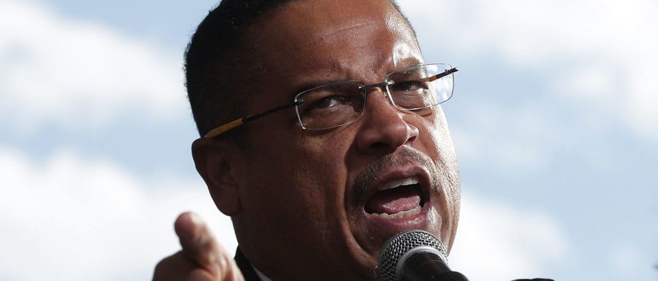 Keith Ellison is accused of abusing his ex-girlfriend Karen Monahan. (Photo by Alex Wong/Getty Images)