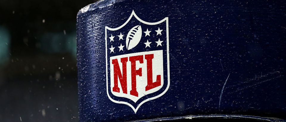 SEATTLE, WA - JANUARY 18: Detail image of the NFL logo on a goal post before the 2015 NFC Championship game between the Seattle Seahawks and the Green Bay Packers at CenturyLink Field on January 18, 2015 in Seattle, Washington. (Photo by Ronald Martinez/Getty Images)