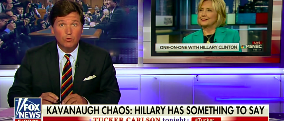 Tucker lambasts Hillary Clinton weighing in on Kavanaugh accusations (PHOTO:Screenshot/FoxNews)