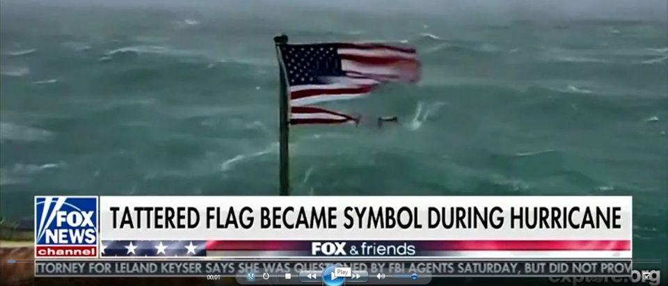 American Flag Survives The Winds Of Hurricane Florence Then Sells For Over $10,000 -- Fox & Friends 10-2-18 (Screenshot/Fox News)