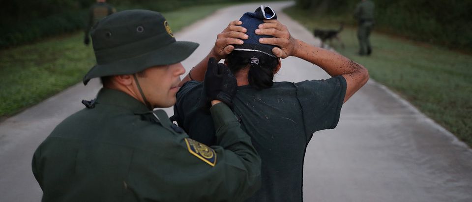 U.S. Border Patrol apprehends man from Mexico for illegally crossing into the United States from Mexico in Penitas, Texas