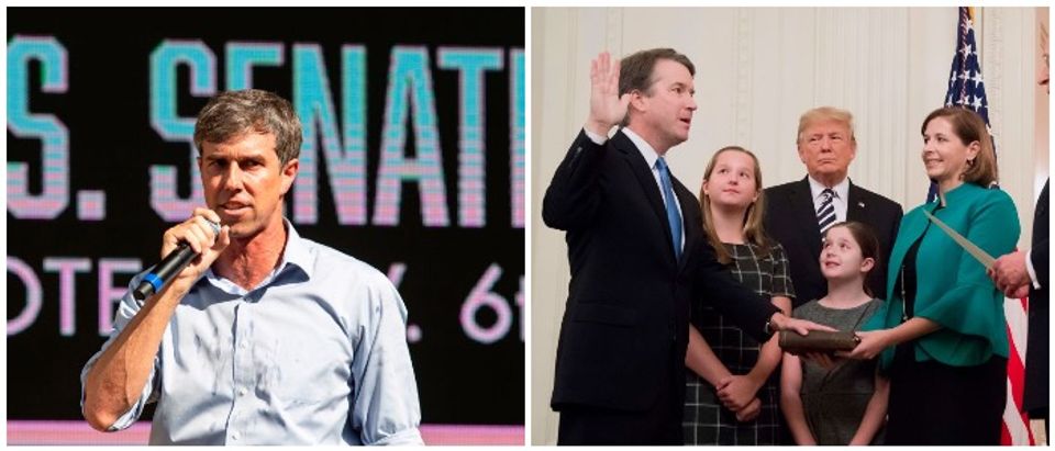 Beto O'Rourke side by side with Justice Kavanaugh (LEFT: LAURA BUCKMAN/AFP/Getty Images RIGHT: JIM WATSON/AFP/Getty Images)