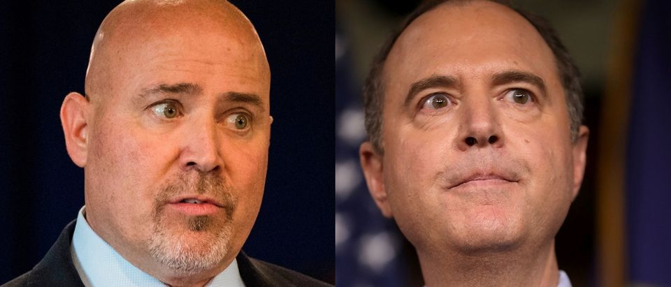 New Jersey Rep. Tom MacArthur called out California Rep. Adam Schiff on Oct. 18, 2018. DOMINICK REUTER/AFP/Getty Images and Chip Somodevilla/Getty Images