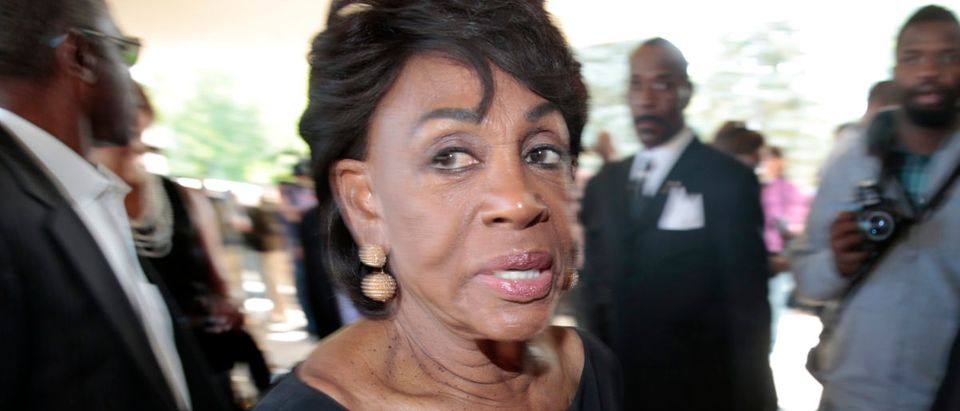 U.S. Rep. Maxine Waters arrives for Aretha Franklin's funeral at the Greater Grace Temple in on Aug. 31, 2018 in Detroit, Michigan. JEFF KOWALSKY/AFP/Getty Images