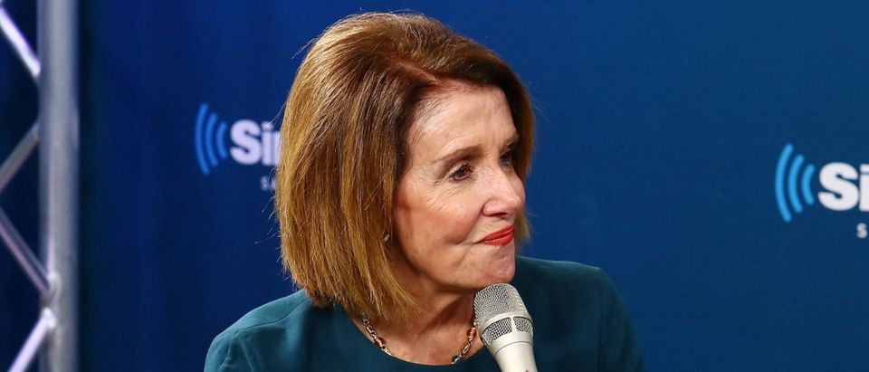 Rep. Nancy Pelosi talks to SiriusXM hosts Zerlina Maxwell and Jess McIntosh on October 15, 2018 in New York City. Astrid Stawiarz/Getty Images for SiriusXM
