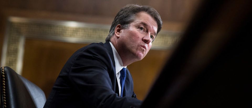 UNITED STATES - SEPTEMBER 27: Judge Brett Kavanaugh testifies during the Senate Judiciary Committee hearing on his nomination be an associate justice of the Supreme Court of the United States, focusing on allegations of sexual assault by Kavanaugh against Christine Blasey Ford in the early 1980s. (Photo By Tom Williams-Pool/Getty Images)