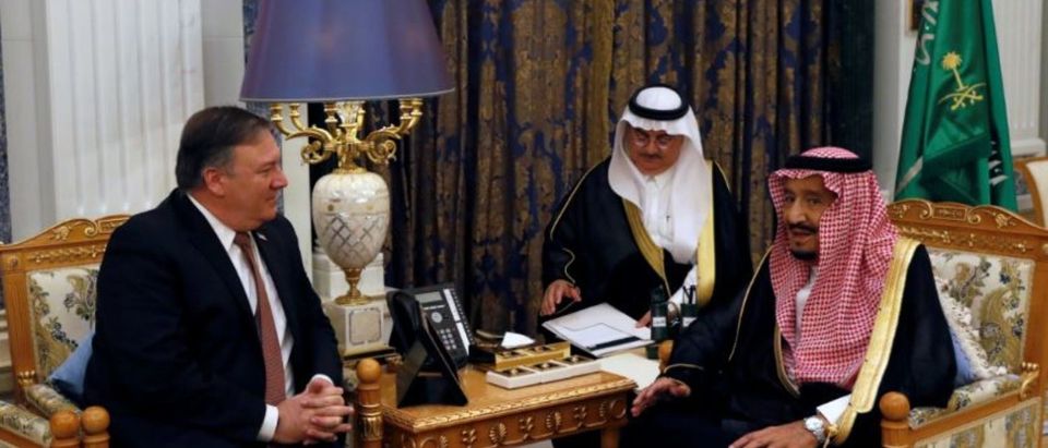 Saudi Arabia's King Salman bin Abdulaziz Al Saud meets with U.S. Secretary of State Mike Pompeo in Riyadh, Saudi Arabia, October 16, 2018. REUTERS/Leah Millis/Pool