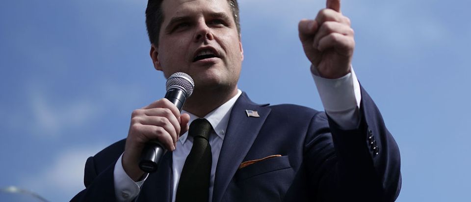WASHINGTON, DC - SEPTEMBER 26: U.S. Rep. Matt Gaetz (R-FL) speaks during a rally hosted by FreedomWorks September 26, 2018 at the West Lawn of the Capitol in Washington, DC. (Alex Wong/Getty Images)