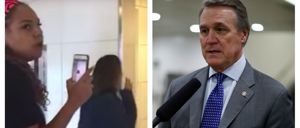 WASHINGTON, D.C. -- FEBRUARY 15: Sen. David Perdue (R-GA) speaks with reporters on Capitol Hill on February 15, 2018 in Washington, DC. The Senate failed to pass an immigration fix, raising questions about the fate of DACA recipients. (Aaron P. Bernstein/Getty Images)