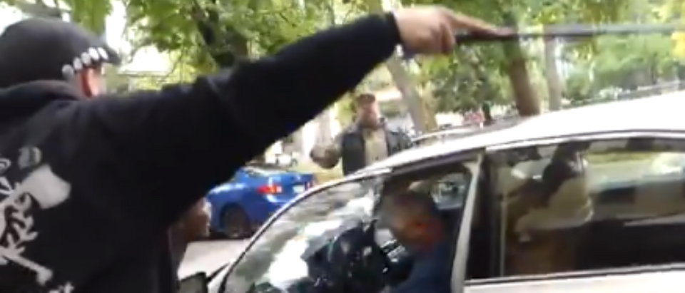 Portland antifa protesters chase man (screengrab)