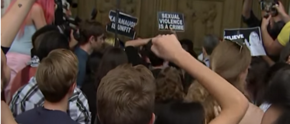 Protesters pound Supreme Court doors (screengrab)