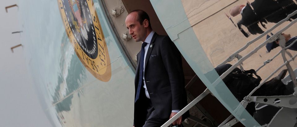 White House senior adviser Stephen Miller arrives at Joint Base Andrews from a trip to Kansas City, Missouri with U.S. President Donald Trump, in Maryland, U.S., July 24, 2018. REUTERS/Carlos Barria