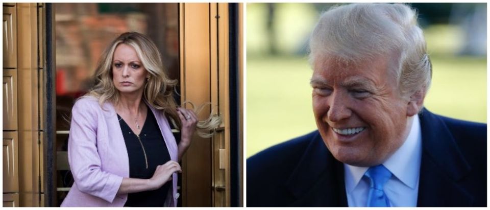 Pictured are President Trump and Stormy Daniels. (LEFT: Drew Angerer/Getty Images RIGHT: ROBERTO SCHMIDT/AFP/Getty Images)
