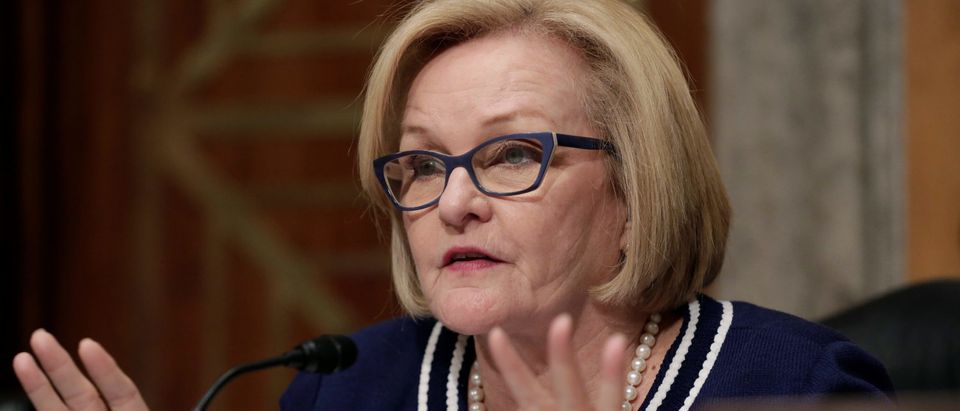 Sen. Claire McCaskill questions Kirstjen Nielsen on her nomination to be secretary of the Department of Homeland Security (DHS). Washington, U.S., Nov. 8, 2017. REUTERS/Joshua Roberts