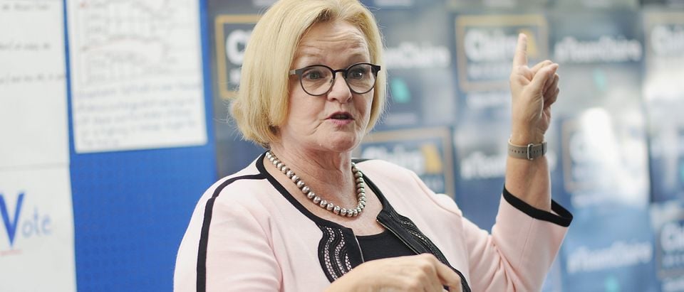 ARNOLD, MO - OCTOBER 17: Sen. McCaskill (D-MO) gives remarks during a campaign stop at a Missouri Democratic Campaign office on October 17, 2018 in Arnold, Missouri. McCaskill is campaigning to keep her seat against Republican rival, Missouri’s attorney general Josh Hawley. (Photo by Michael Thomas/Getty Images)