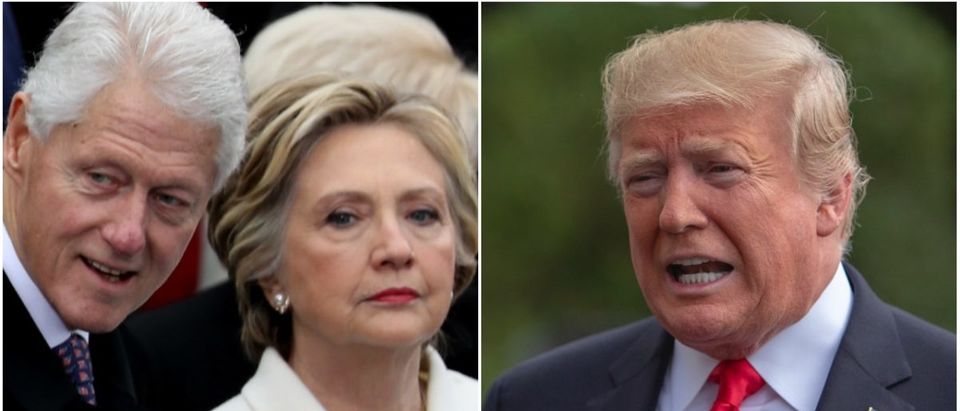 Left: Hillary and Bill Clinton, Right: President Donald Trump (Getty Images)
