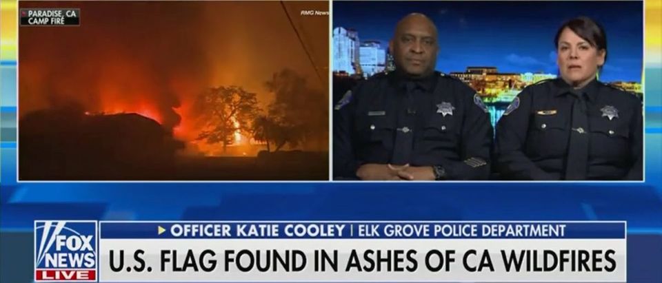 American Flag Survives California Wildfire And Now Two Cops Are On A Mission To Find It's Rightful Owner -- Fox & Friends 11-13-18 (Screenshot/Fox News)