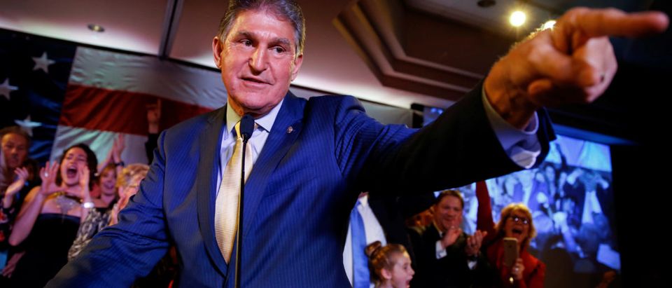 Senator Manchin speaks after winning the 2018 midterm elections in Charlestown