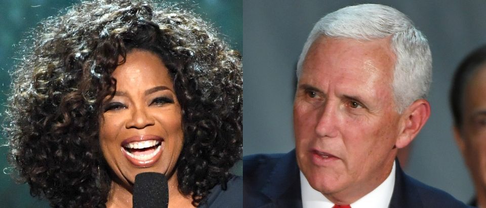 Vice President Mike Pence and actress and TV personality Oprah Winfrey campaigned for dueling Georgia gubernatorial candidates in Georgia Nov. 1, 2018. Kevin Winter/Getty Images and Ethan Miller/Getty Images