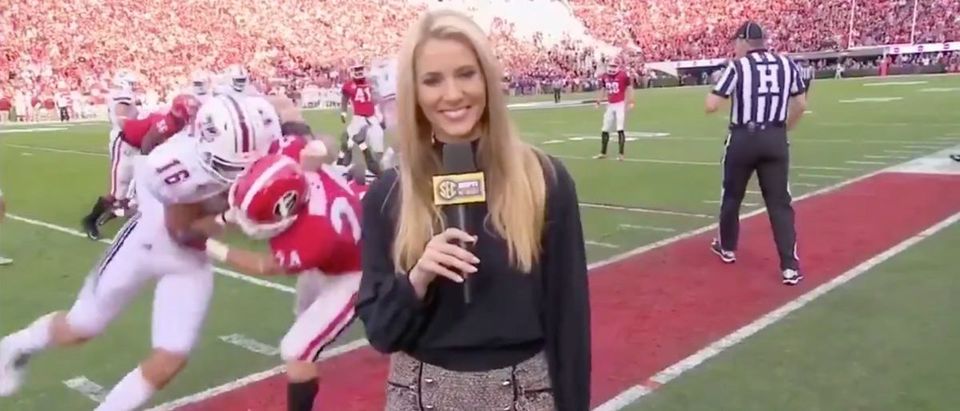 ESPN Sideline Reporter Gets Jacked Up By Two Players. The Video Is ...
