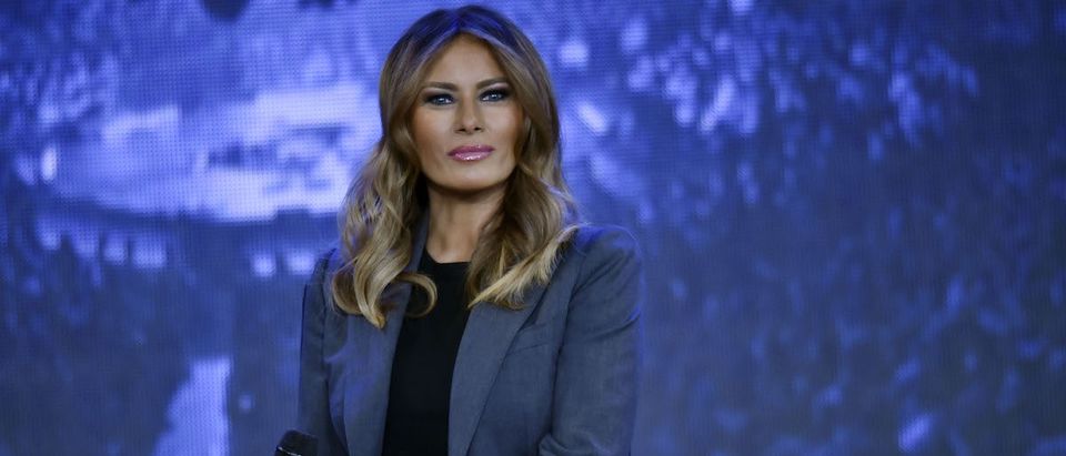 First Lady Melania Trump participates in a town hall meeting on opioids at Liberty University in Lynchburg, Virginia on November 28, 2018. (Photo credit: NICHOLAS KAMM/AFP/Getty Images)