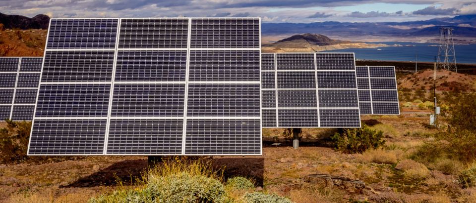 Pictured are solar panels near Lake Mead ,Nevada. Shutterstock
