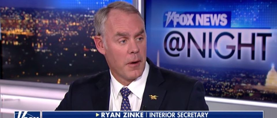 Interior Secretary Ryan Zinke appears on Fox News at Night with Shannon Bream. (YouTube/Screenshot - Sec. Ryan Zinke reacts to criticisms from environmentalists)