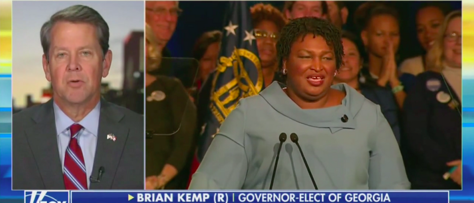 Georgia's Republican Gov.-elect Brian Kemp refuted his Democratic challenger Stacey Abrams' repeated claims of voter suppression on Monday by explaining why the state's elections are "secure, accessible, and fair." (Fox News/screen shot)