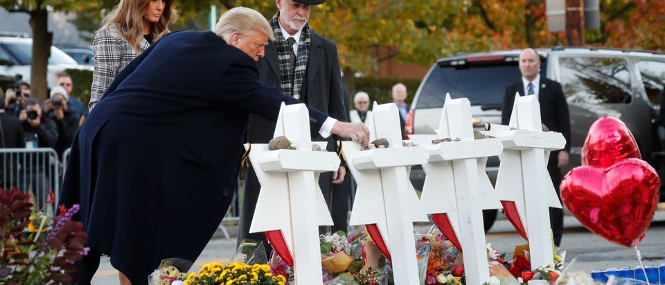 President Trump and first lady place stones on memorial at Tree of Life Synagogue mass shooting scene in Pittsburgh