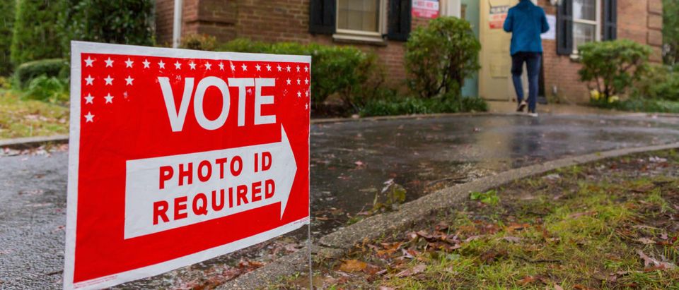 Pictured is a voter ID sign. (Shutterstock/Rob Crandall)