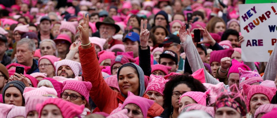 People gather for the Women's March in Washington U.S., Jan. 21, 2017. REUTERS/Shannon Stapleton