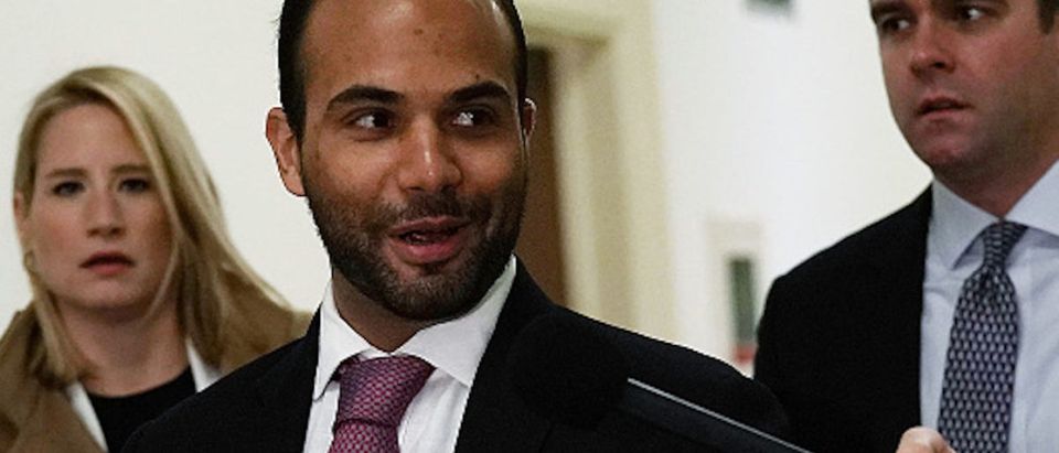 Former Trump campaign adviser George Papadopoulos (C) arrives at a closed-door hearing before the House Judiciary and Oversight Committee Oct. 25, 2018 at Rayburn House Office Building on Capitol in Washington, D.C. (Photo by Alex Wong/Getty Images)