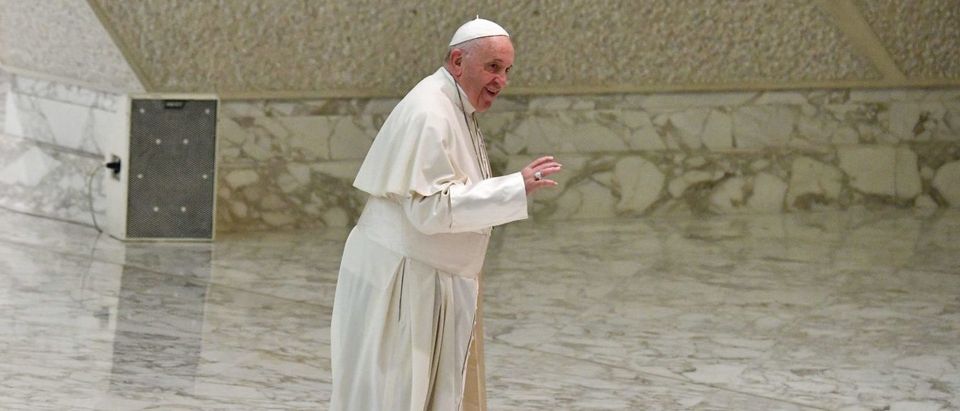 Pope Francis waves as he arrives for the weekly general audience on November 28, 2018 in Paul VI hall at the Vatican. (VINCENZO PINTO/AFP/Getty Images)