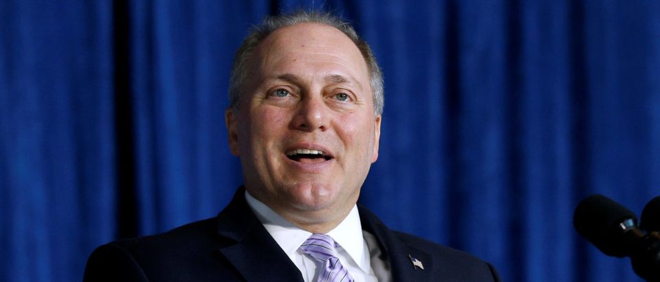 U.S. Representative and House Majority Whip Steve Scalise (R-LA) speaks at the National World War II museum in New Orleans, Louisiana, U.S. Aug. 23, 2018. REUTERS/Jonathan Bachman